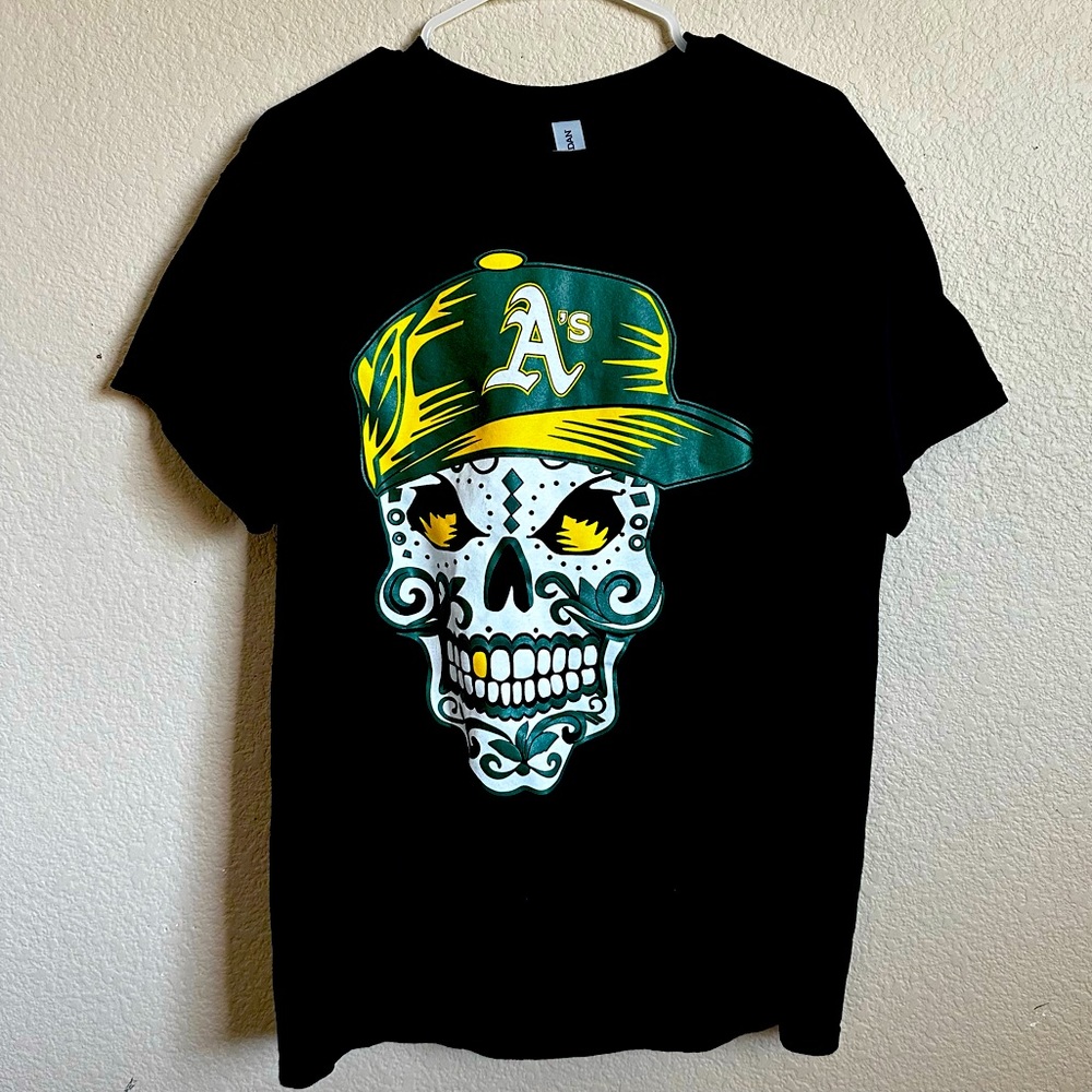 Black Oakland A’s sugar skull Large